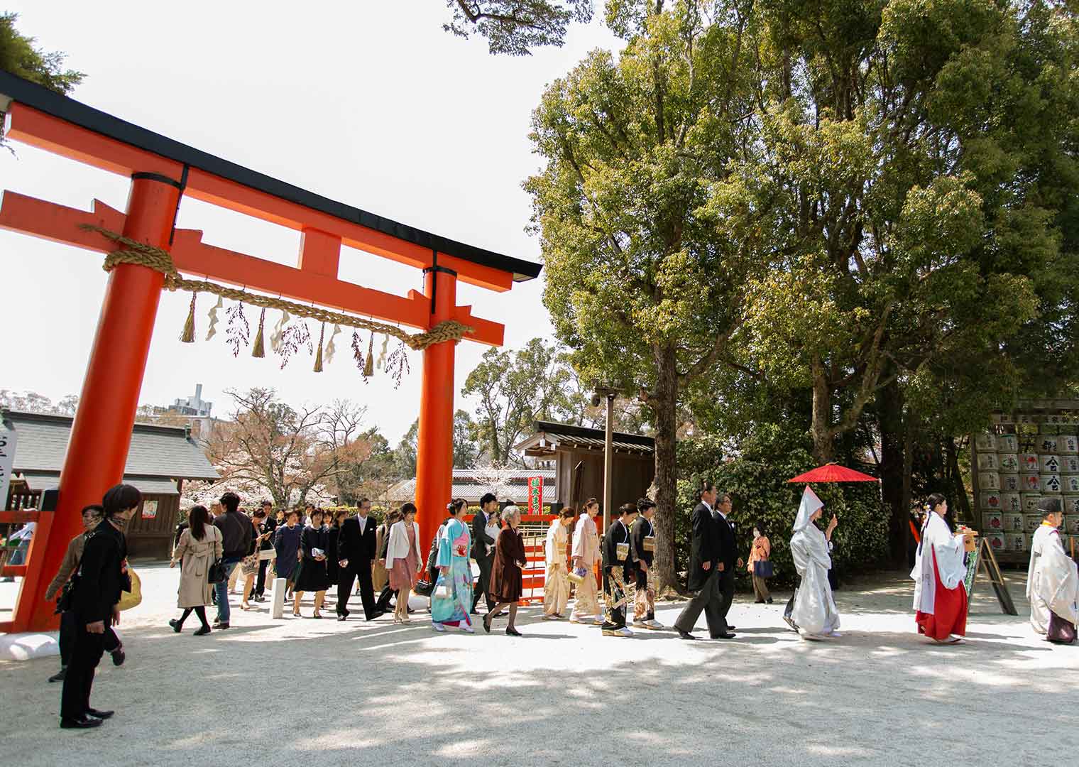 A ceremony parading the grounds of the shrine